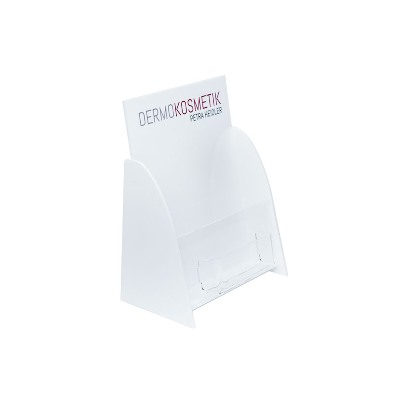 Dermososmektik Broschurhalter Tresenaufsteller Visitenkartenhalter ohneInhalt hinten
